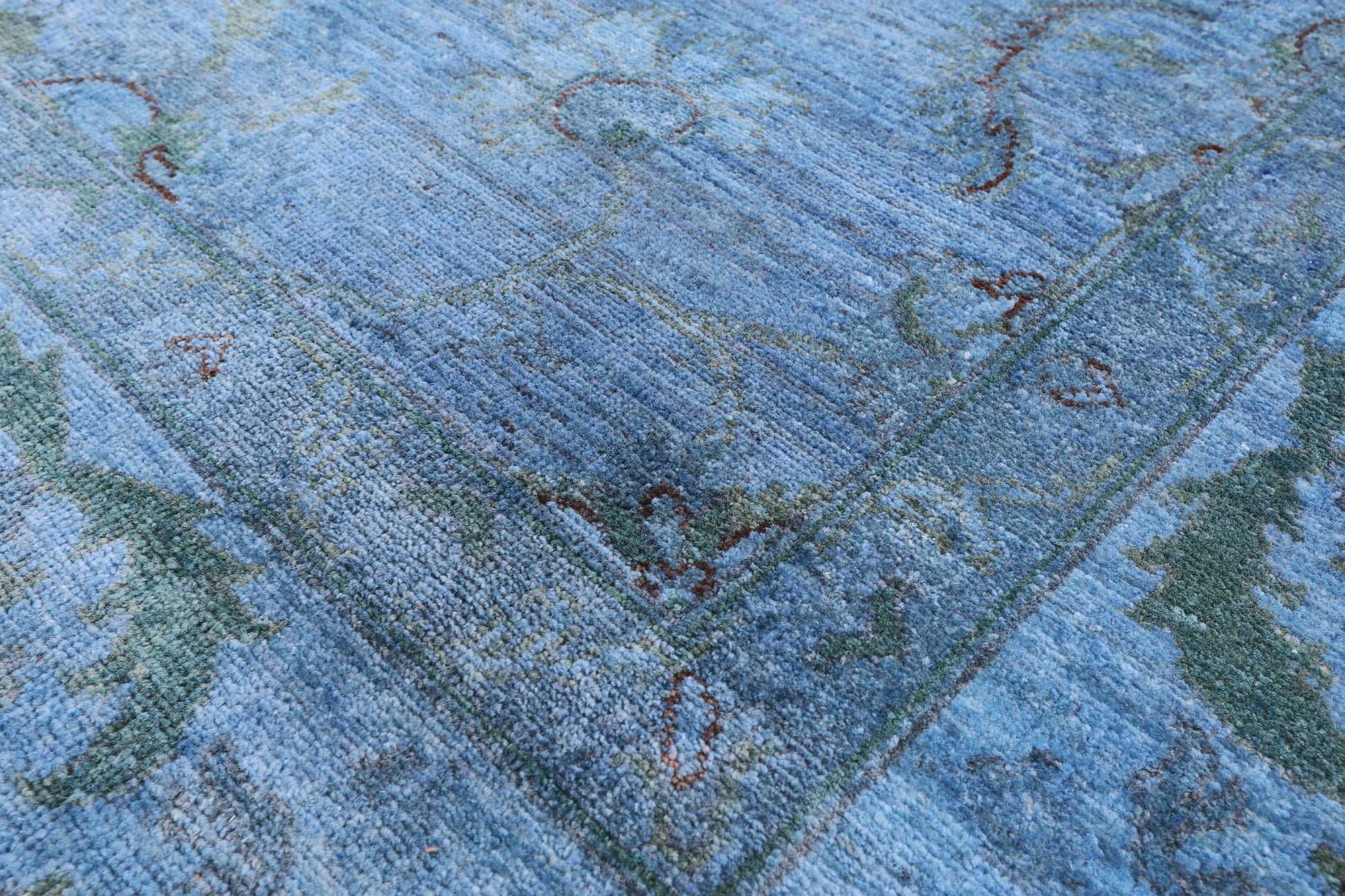 Blue Full Pile Overdyed Hand Knotted Wool Area Rug - 7' 11" X 9' 9" - Golden Nile