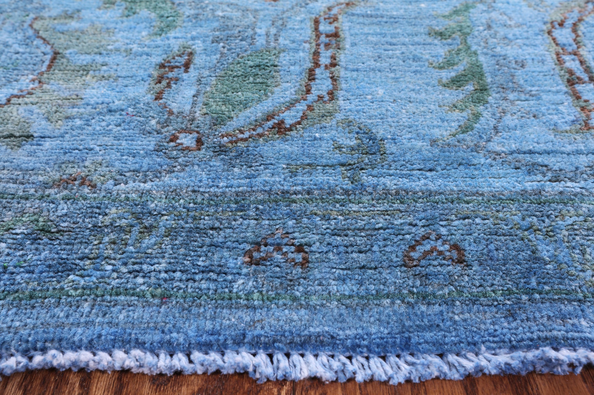 Blue Full Pile Overdyed Hand Knotted Wool Area Rug - 7' 11" X 9' 9" - Golden Nile