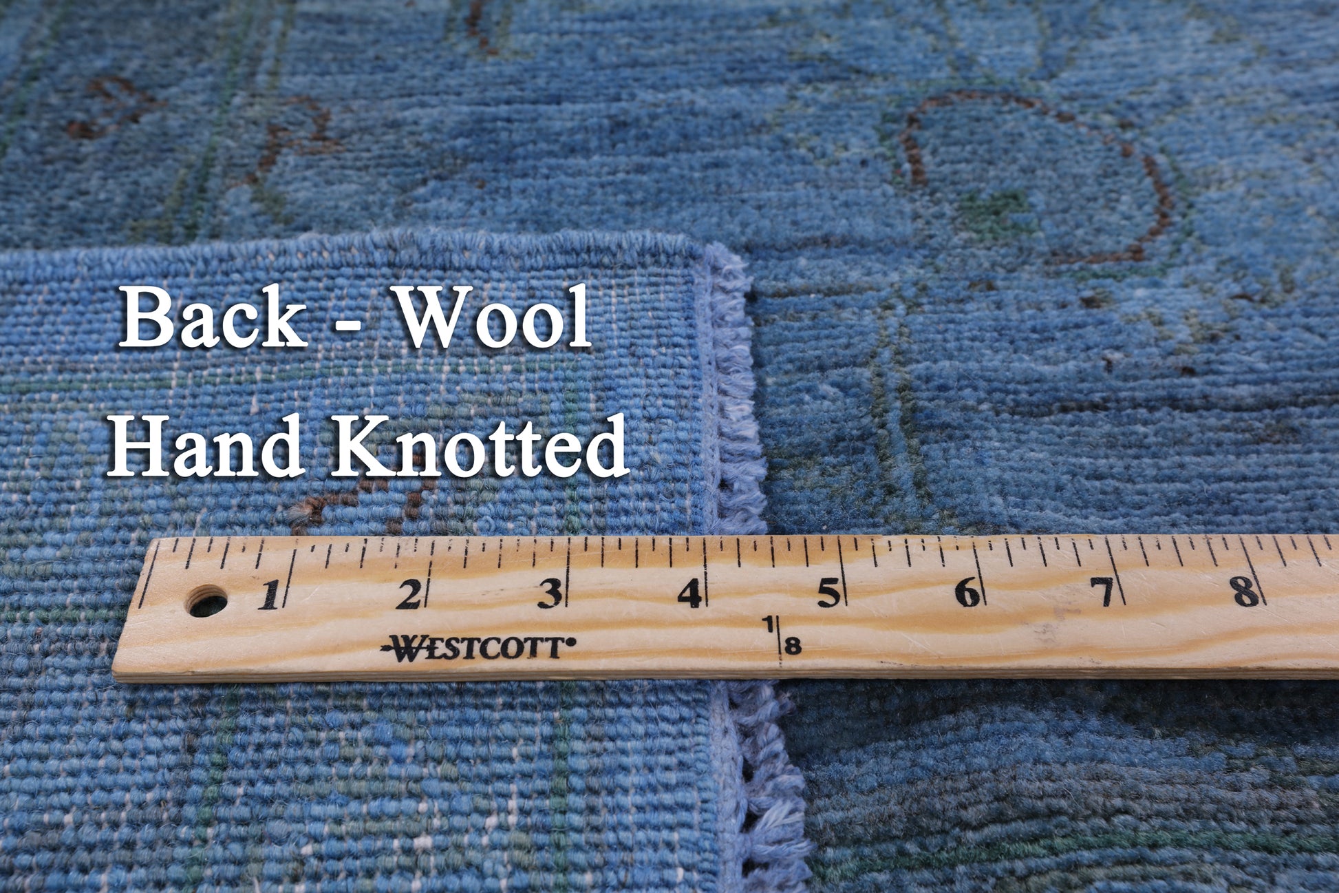 Blue Full Pile Overdyed Hand Knotted Wool Area Rug - 7' 11" X 9' 9" - Golden Nile