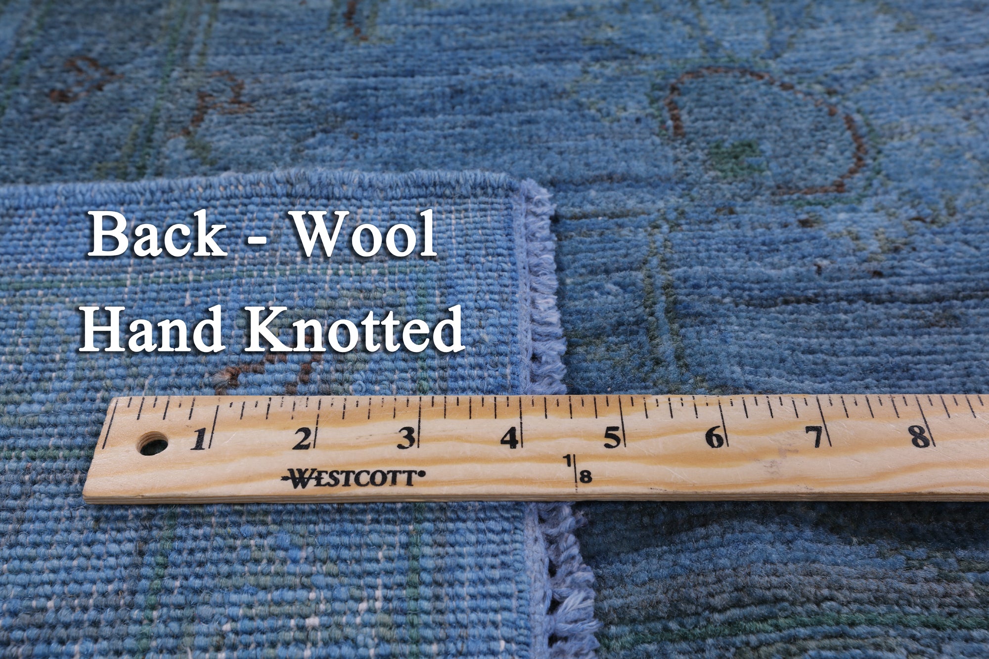 Blue Full Pile Overdyed Hand Knotted Wool Area Rug - 7' 11" X 9' 9" - Golden Nile