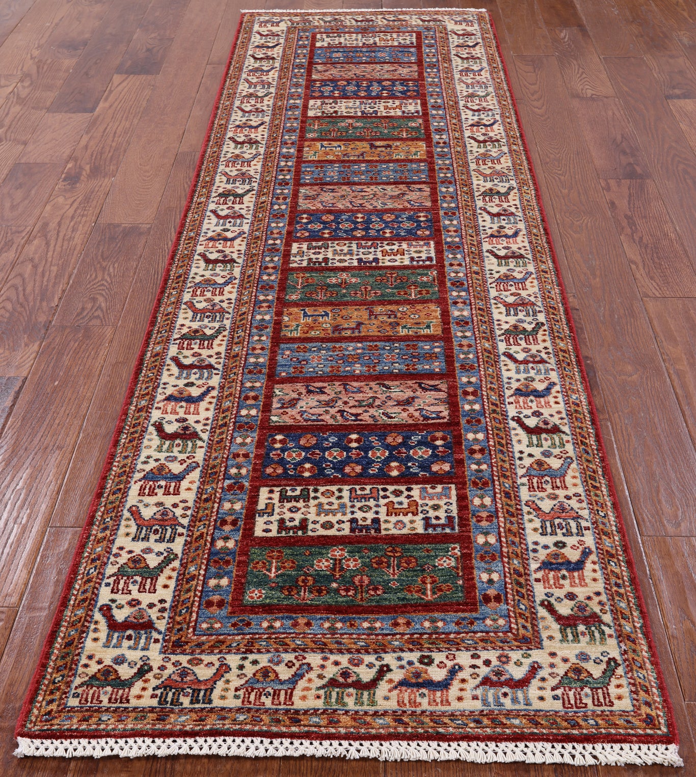 Persian Gabbeh Hand Knotted Wool Runner Rug - 2' 8" X 9' 2" - Golden Nile