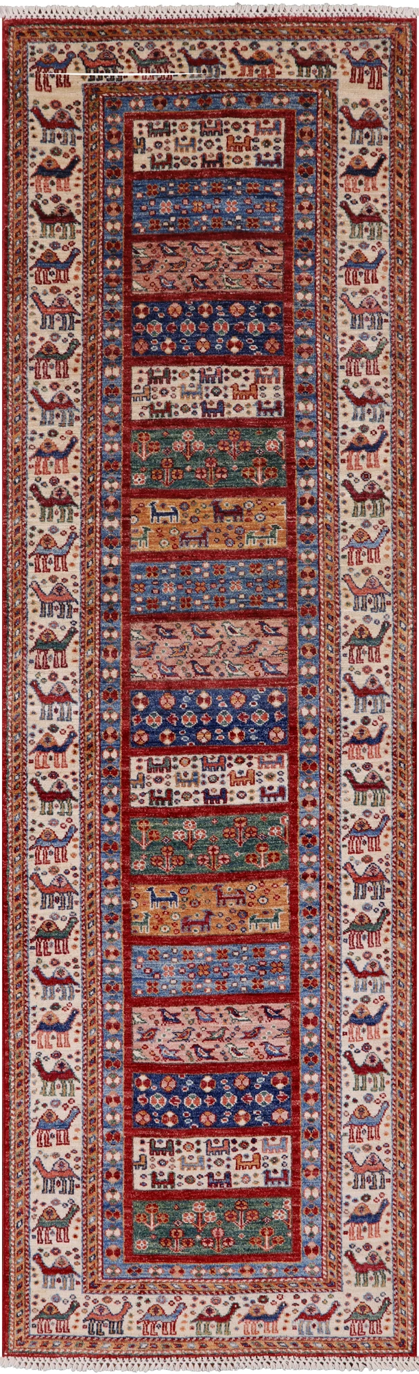 Persian Gabbeh Hand Knotted Wool Runner Rug - 2' 8" X 9' 2" - Golden Nile