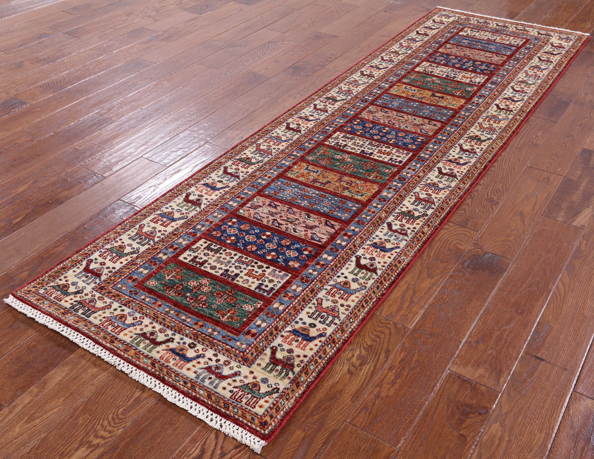 Persian Gabbeh Hand Knotted Wool Runner Rug - 2' 8" X 9' 2" - Golden Nile