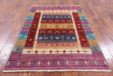 Tribal Persian Gabbeh Hand Knotted Wool Area Rug - 4' 3" X 6' 2" - Golden Nile