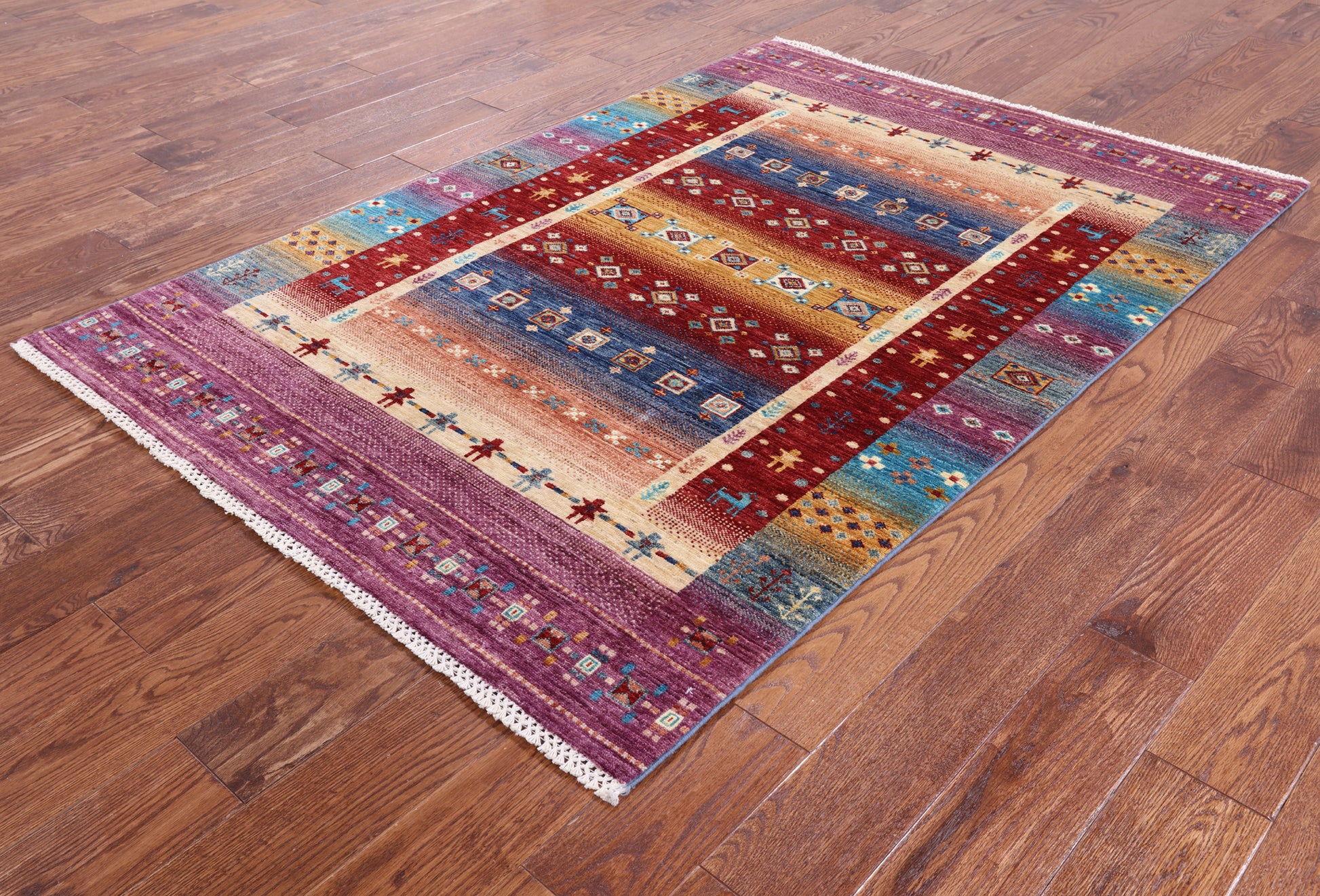 Tribal Persian Gabbeh Hand Knotted Wool Area Rug - 4' 3" X 6' 2" - Golden Nile