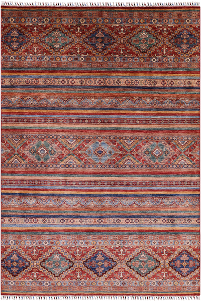 Khorjin Persian Gabbeh Handmade Wool Area Rug - 6' 8" X 9' 10" - Golden Nile