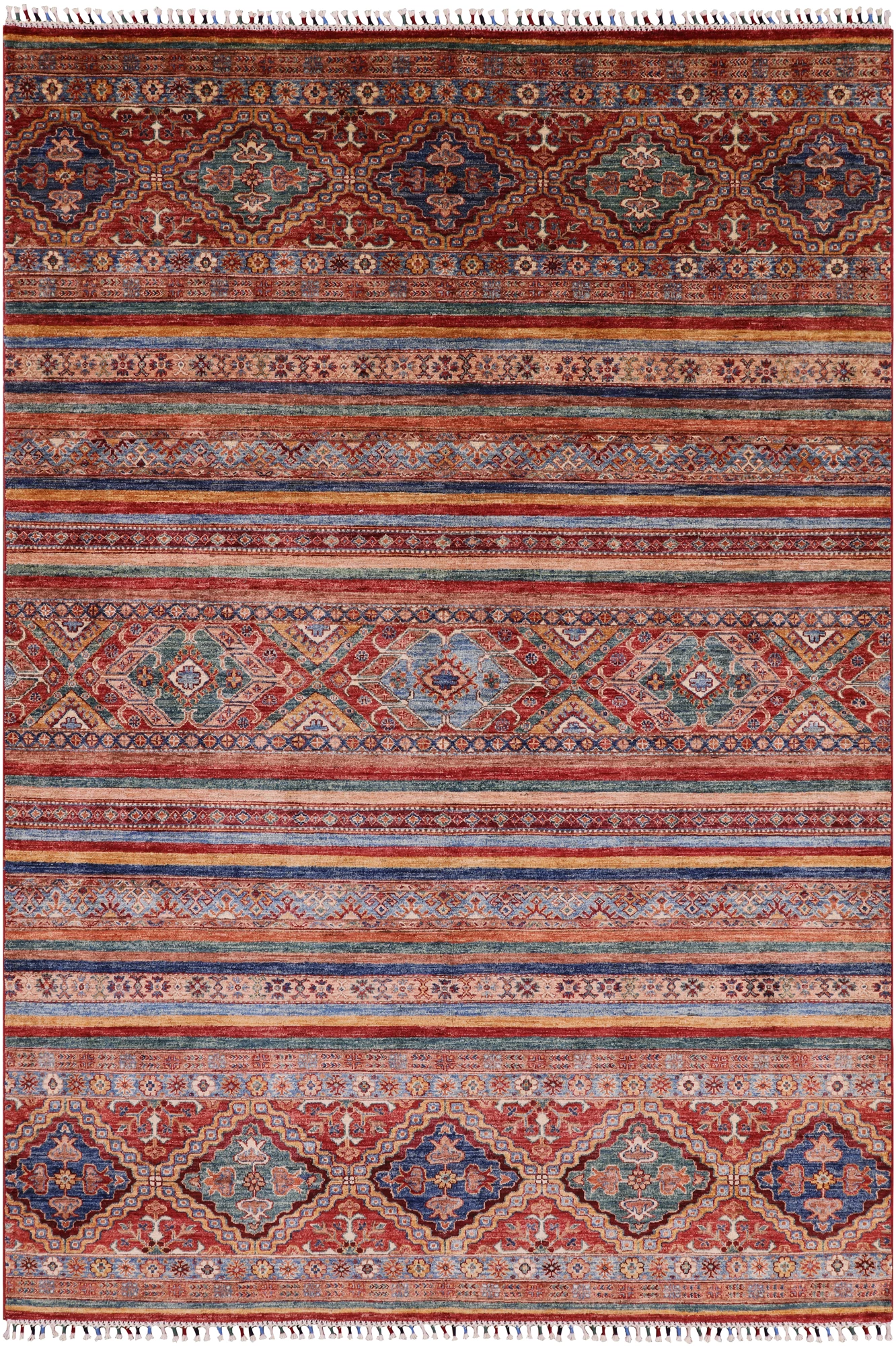 Khorjin Persian Gabbeh Handmade Wool Area Rug - 6' 8" X 9' 10" - Golden Nile