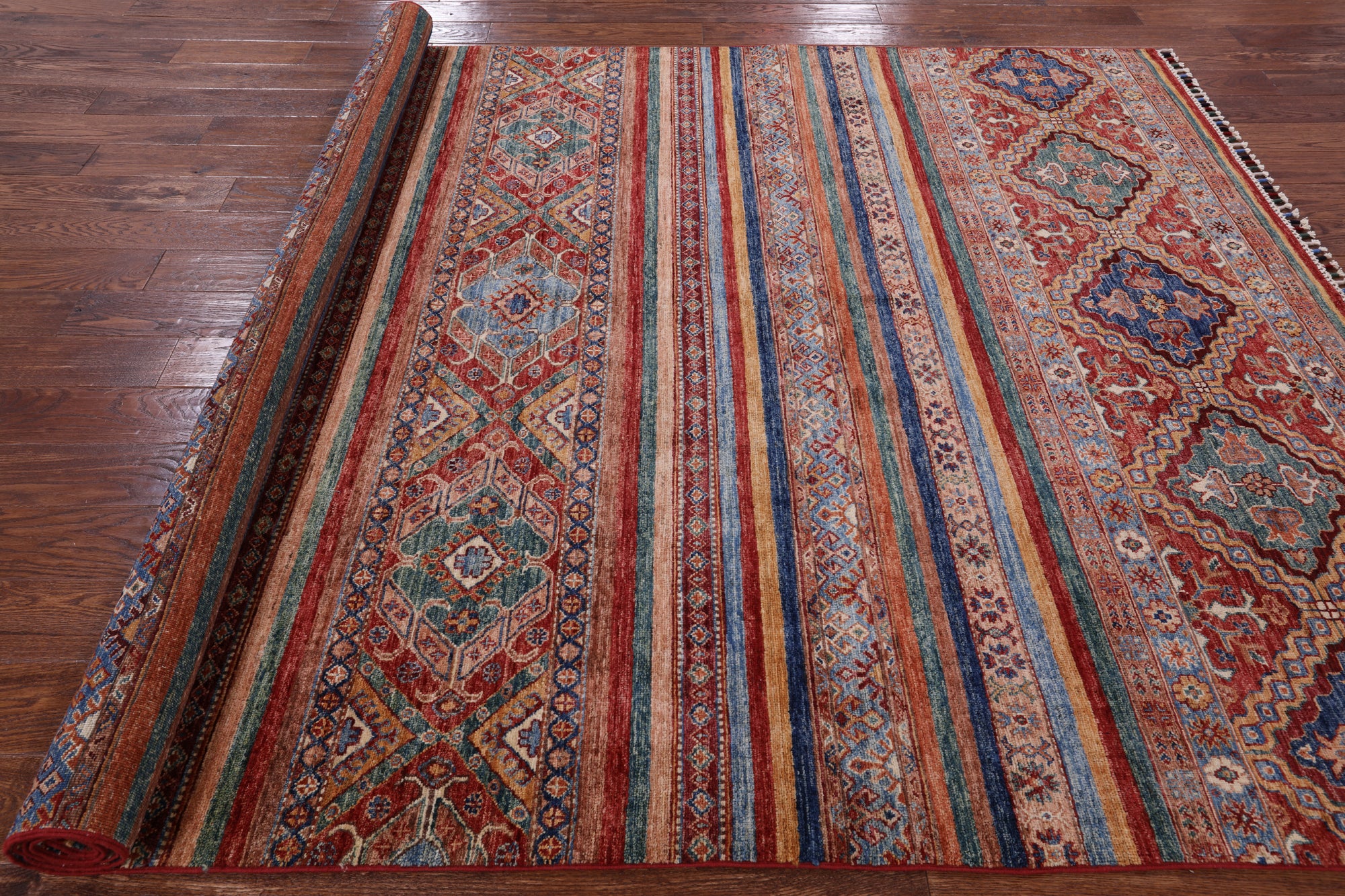 Khorjin Persian Gabbeh Handmade Wool Area Rug - 6' 8" X 9' 10" - Golden Nile