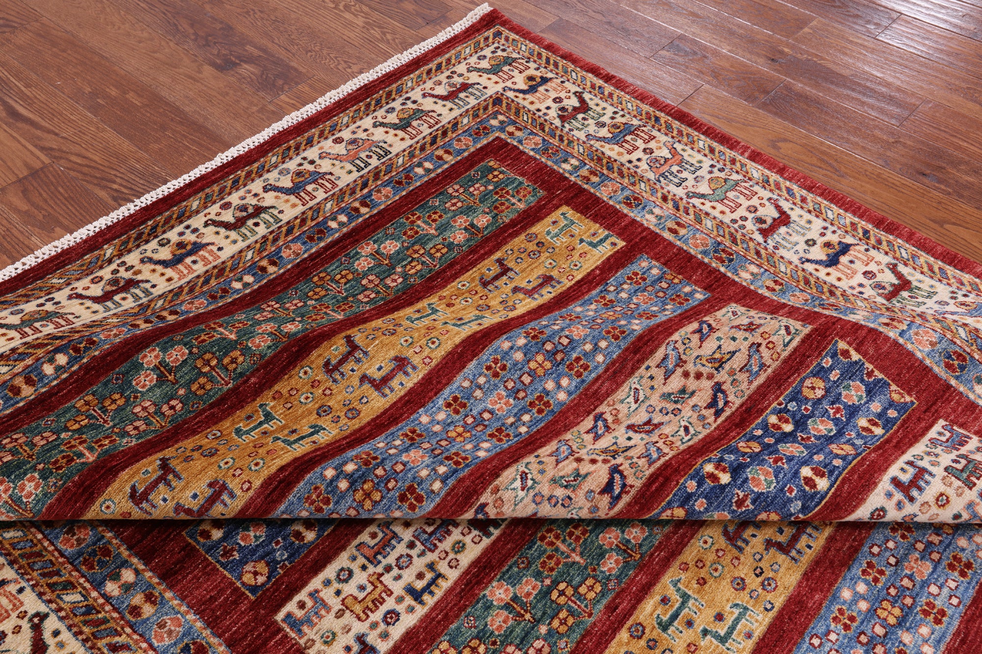 Persian Gabbeh Handmade Wool Area Rug - 6' 11" X 9' 9" - Golden Nile