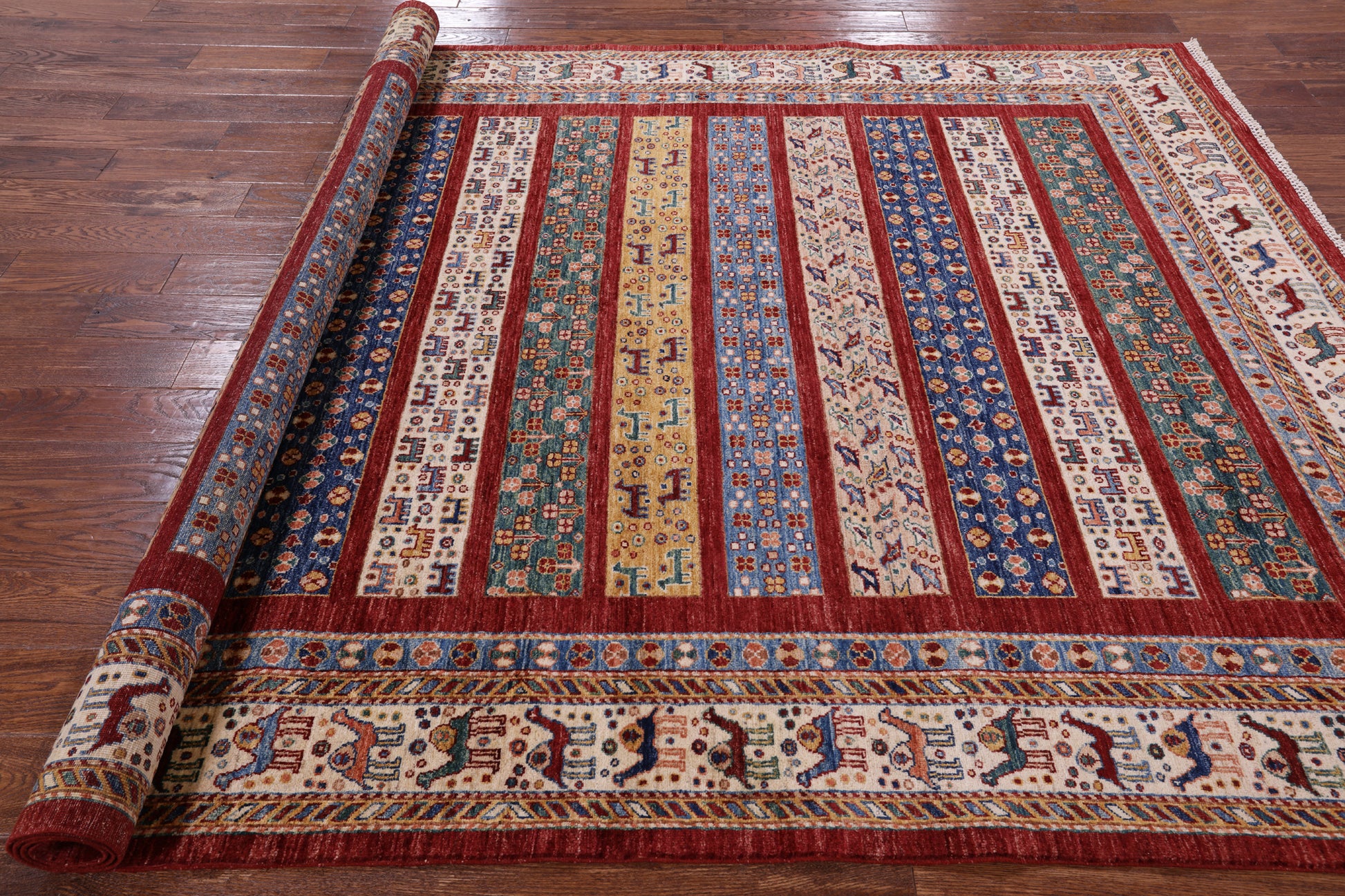 Persian Gabbeh Handmade Wool Area Rug - 6' 11" X 9' 9" - Golden Nile