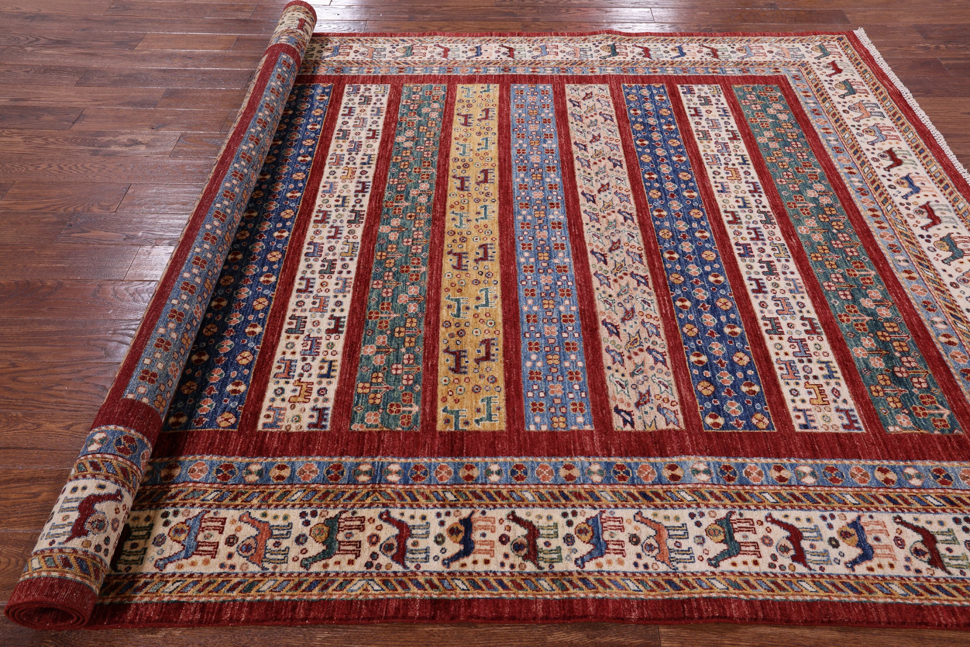 Persian Gabbeh Handmade Wool Area Rug - 6' 11" X 9' 9" - Golden Nile