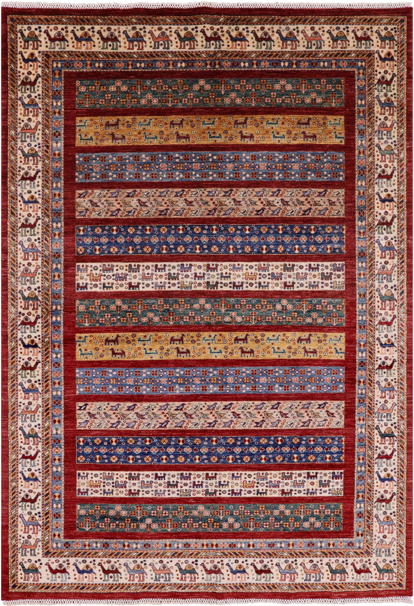 Persian Gabbeh Handmade Wool Area Rug - 6' 11" X 9' 9" - Golden Nile