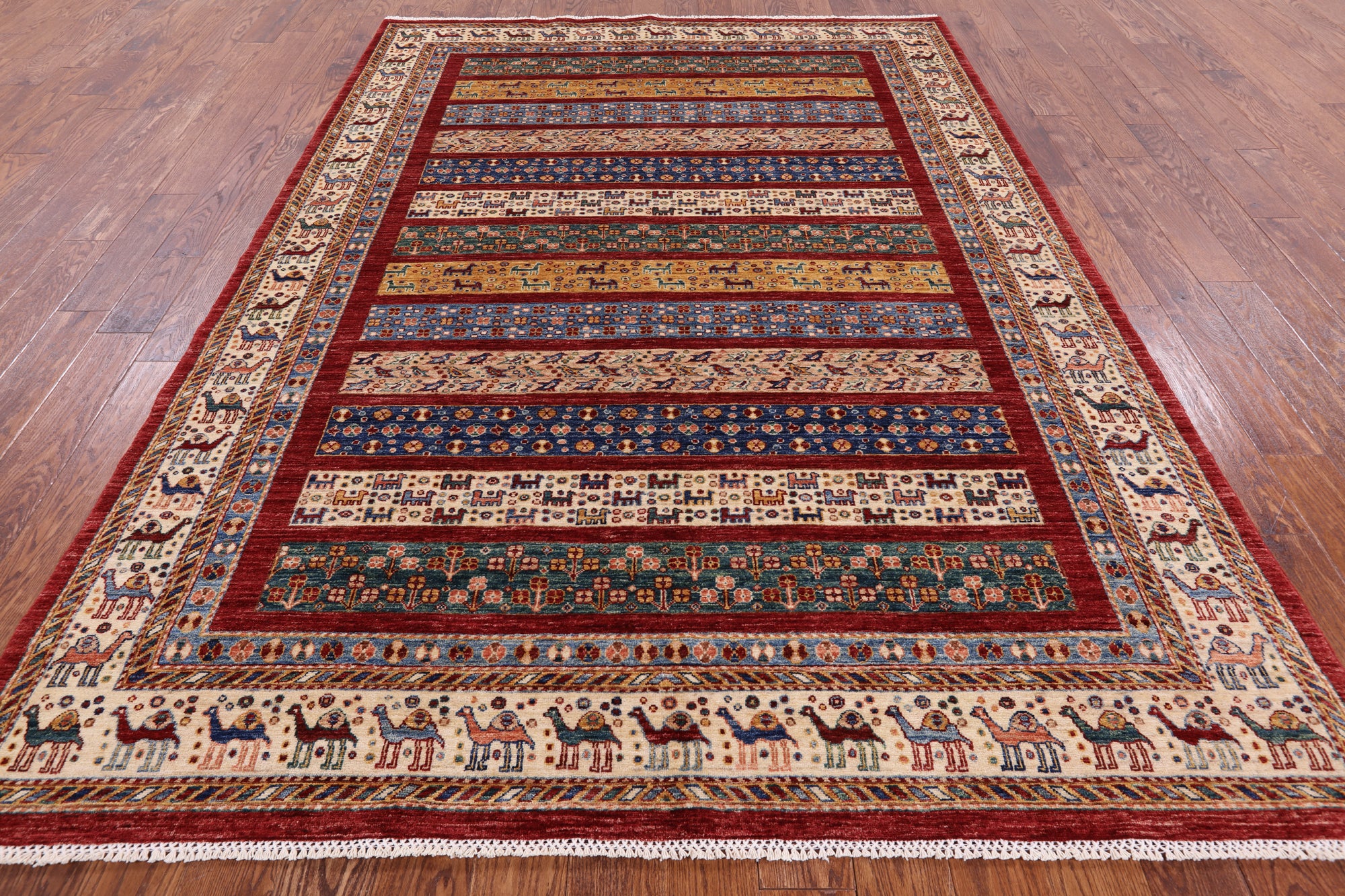 Persian Gabbeh Handmade Wool Area Rug - 6' 11" X 9' 9" - Golden Nile