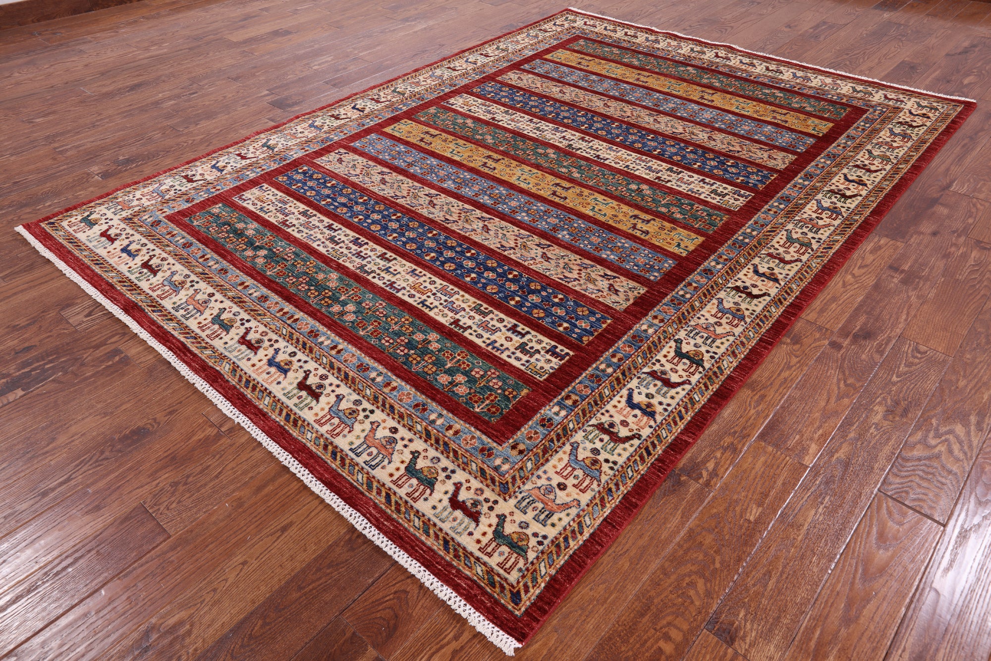 Persian Gabbeh Handmade Wool Area Rug - 6' 11" X 9' 9" - Golden Nile