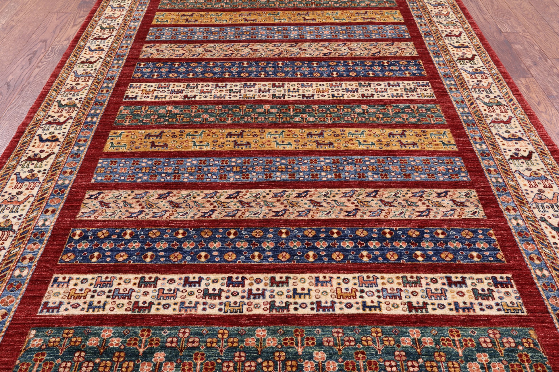 Persian Gabbeh Handmade Wool Area Rug - 6' 11" X 9' 9" - Golden Nile