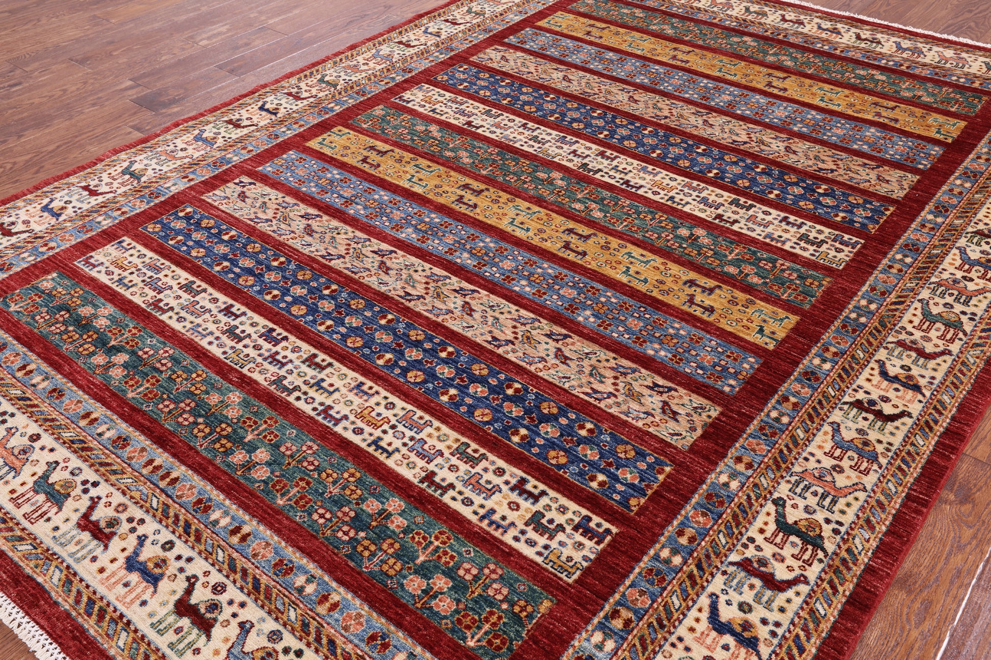 Persian Gabbeh Handmade Wool Area Rug - 6' 11" X 9' 9" - Golden Nile