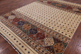 Ivory Khorjin Persian Gabbeh Hand Knotted Wool Rug - 8' 1" X 10' 10" - Golden Nile