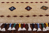 Ivory Khorjin Persian Gabbeh Hand Knotted Wool Rug - 8' 1" X 10' 10" - Golden Nile