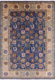 Blue Peshawar Hand Knotted Wool Area Rug - 5' 9" X 8' 2" - Golden Nile