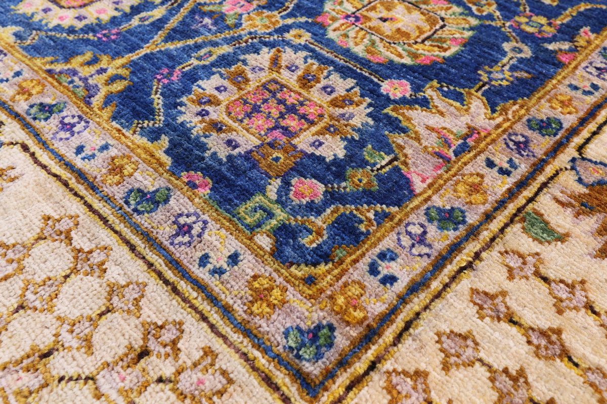 Blue Peshawar Hand Knotted Wool Area Rug - 5' 9" X 8' 2" - Golden Nile