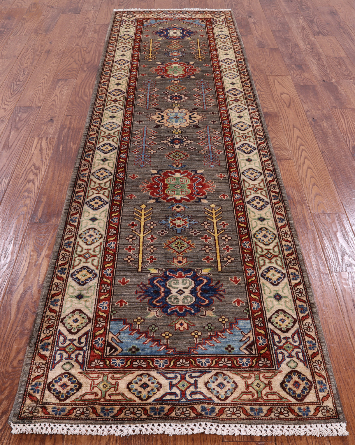 Super Kazak Hand Knotted Wool Runner Rug - 2' 9" X 9' 9" - Golden Nile
