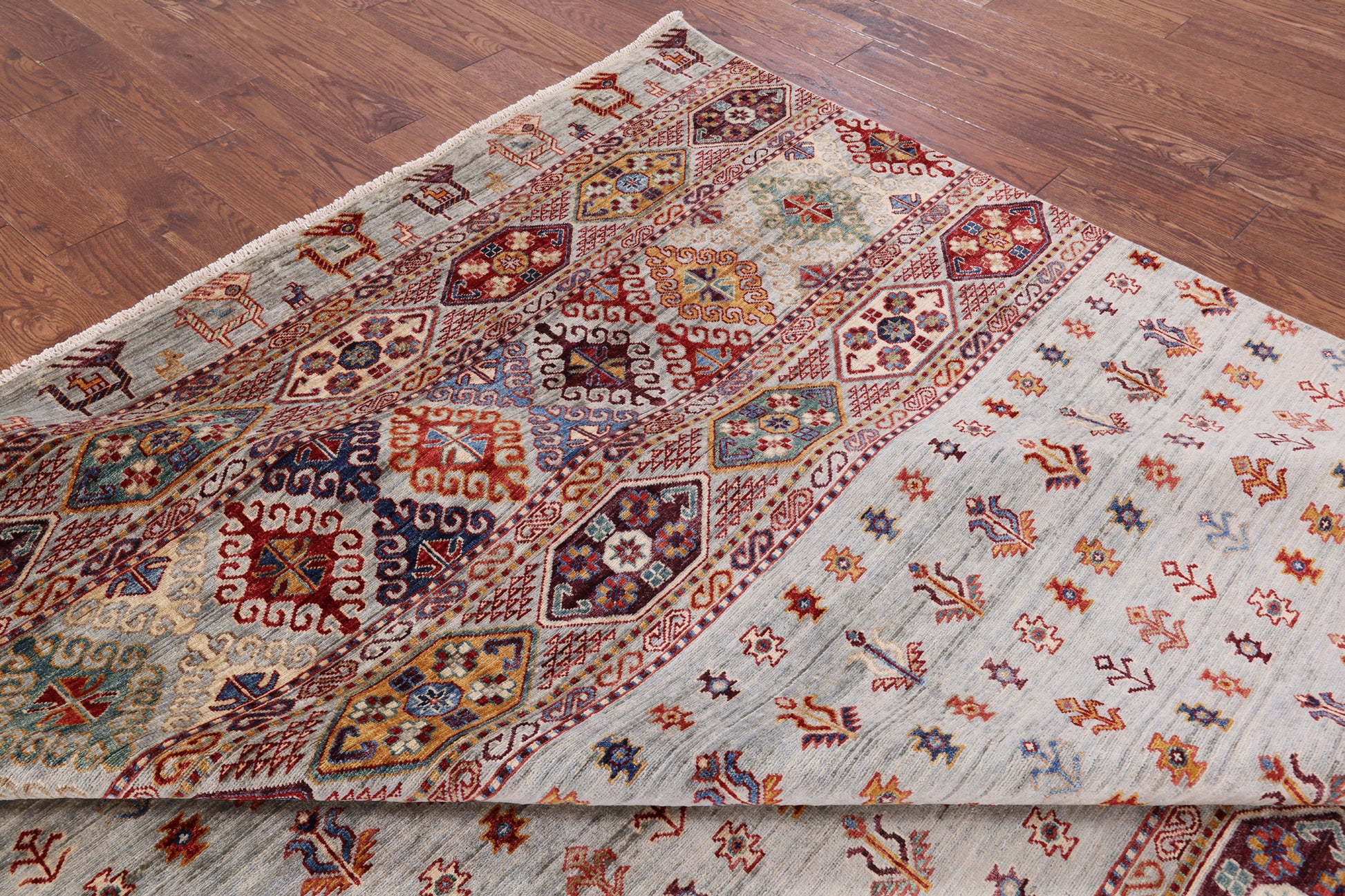 Persian Gabbeh Hand Knotted Wool Area Rug - 8' 2" X 9' 9" - Golden Nile