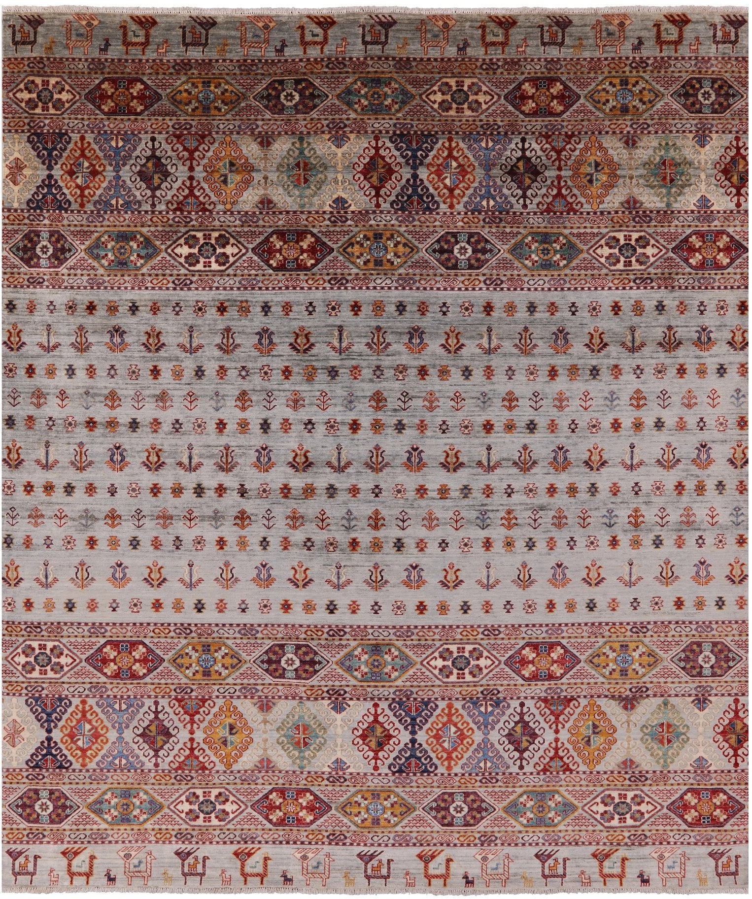 Persian Gabbeh Hand Knotted Wool Area Rug - 8' 2" X 9' 9" - Golden Nile