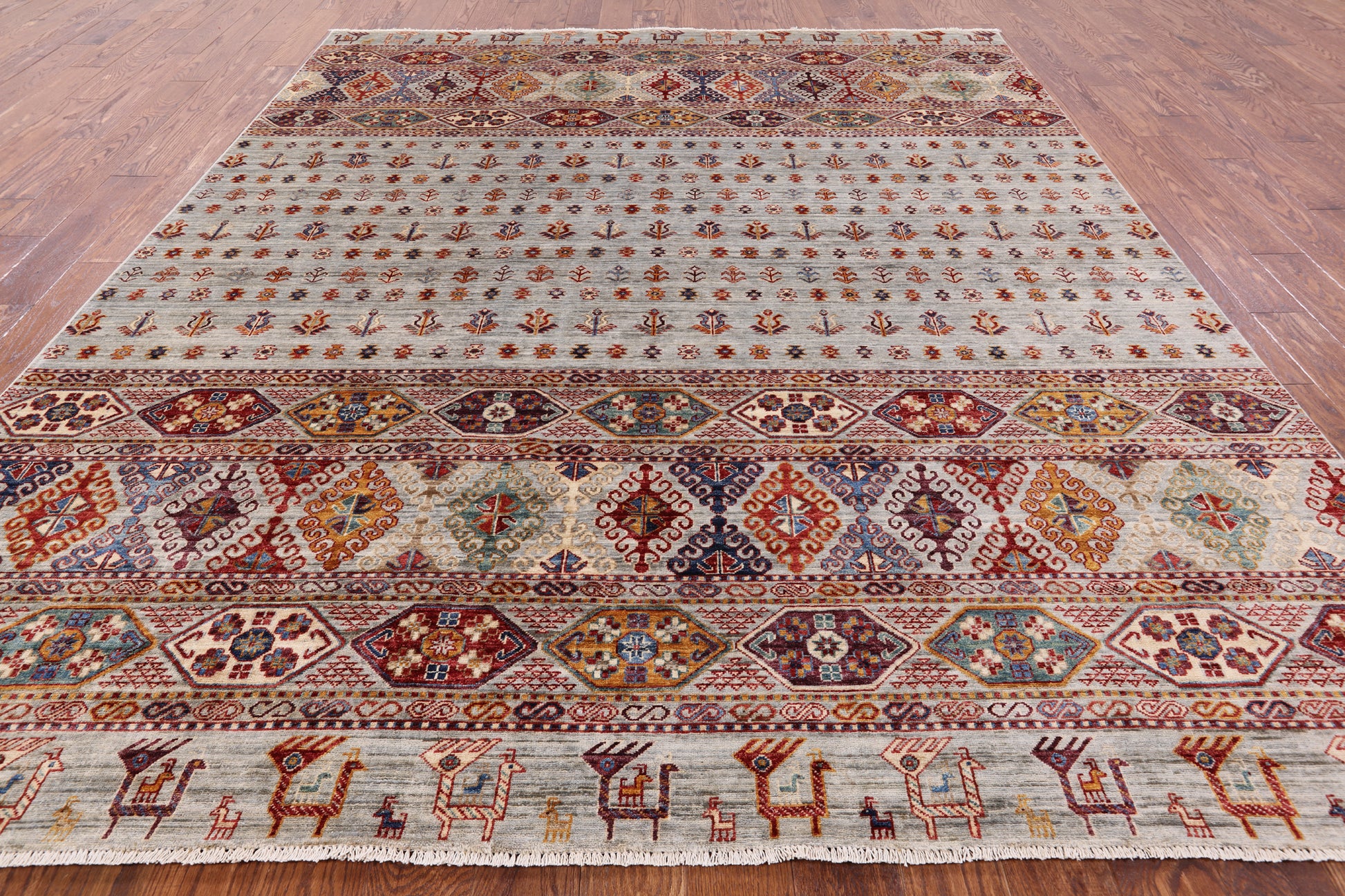 Persian Gabbeh Hand Knotted Wool Area Rug - 8' 2" X 9' 9" - Golden Nile