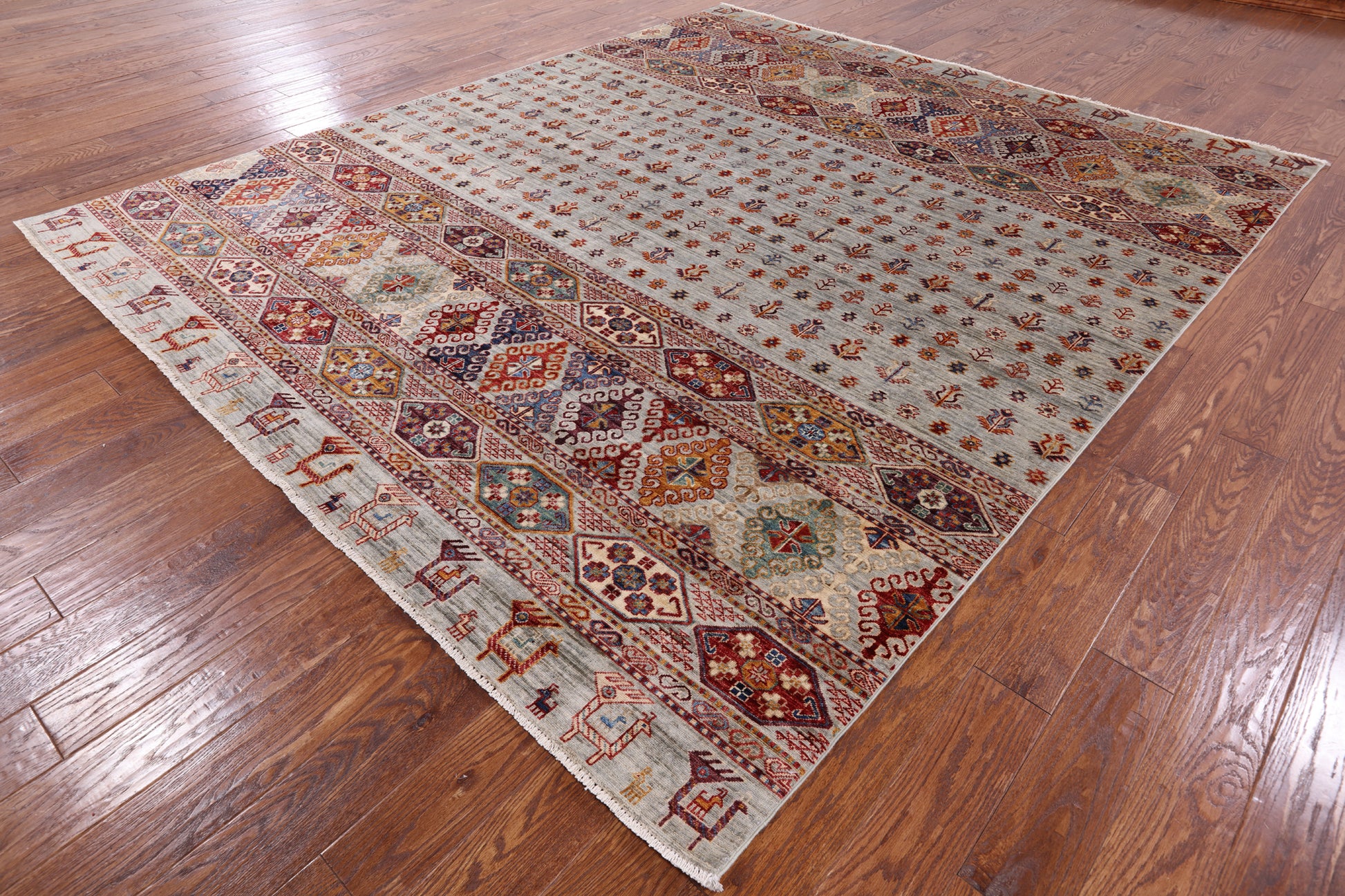 Persian Gabbeh Hand Knotted Wool Area Rug - 8' 2" X 9' 9" - Golden Nile
