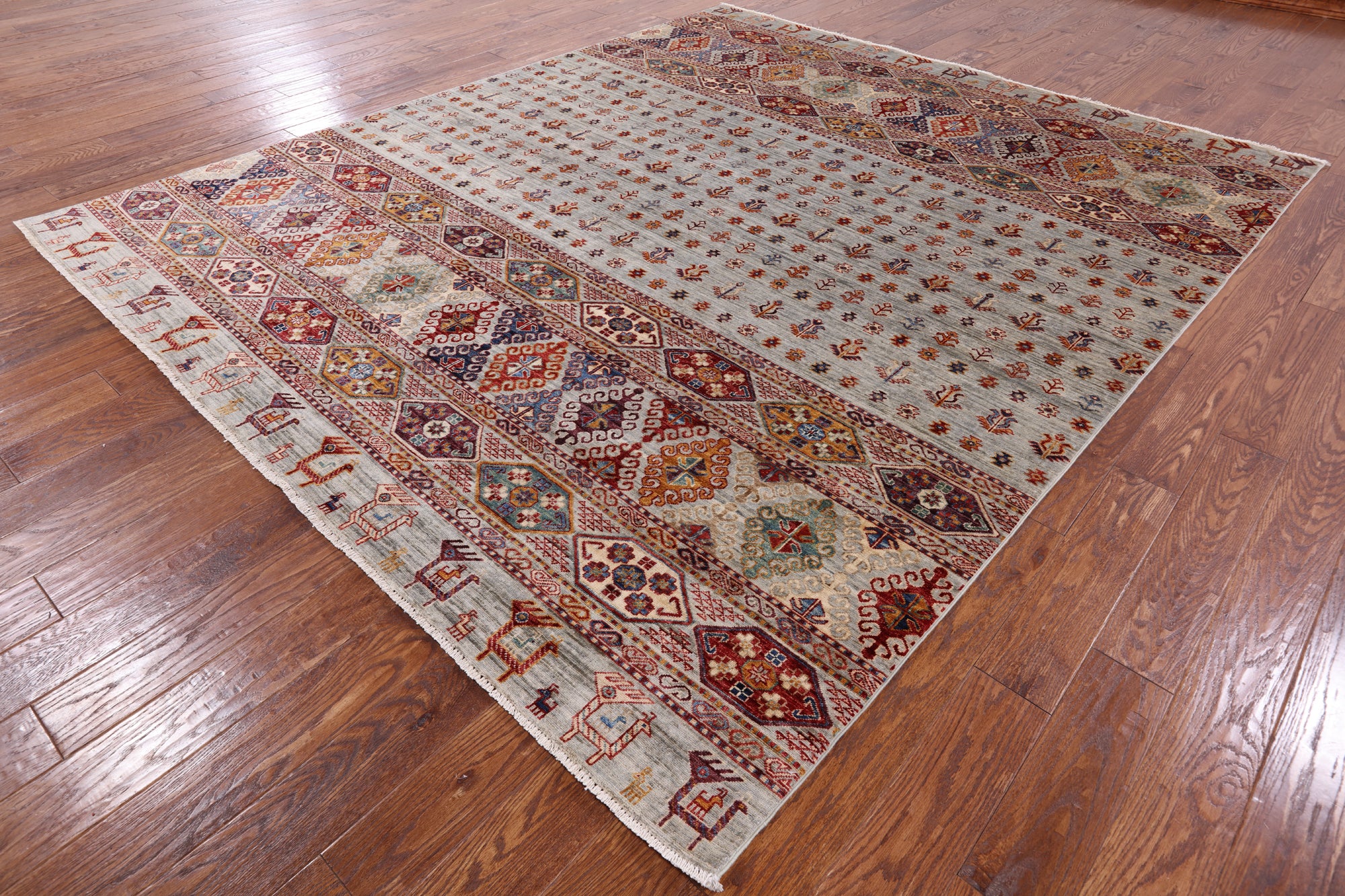 Persian Gabbeh Hand Knotted Wool Area Rug - 8' 2" X 9' 9" - Golden Nile