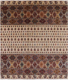 Ivory Persian Gabbeh Handmade Wool Area Rug - 8' 4" X 9' 6" - Golden Nile