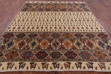 Ivory Persian Gabbeh Handmade Wool Area Rug - 8' 4" X 9' 6" - Golden Nile