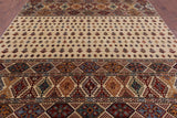 Ivory Persian Gabbeh Handmade Wool Area Rug - 8' 4" X 9' 6" - Golden Nile