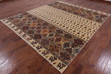 Ivory Persian Gabbeh Handmade Wool Area Rug - 8' 4" X 9' 6" - Golden Nile