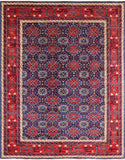 Blue Fine Serapi Hand Knotted Wool Area Rug - 9' 2" X 11' 7" - Golden Nile
