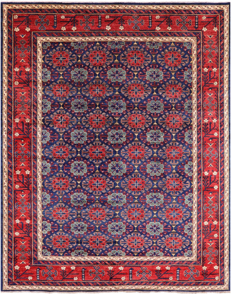 Blue Fine Serapi Hand Knotted Wool Area Rug - 9' 2" X 11' 7" - Golden Nile