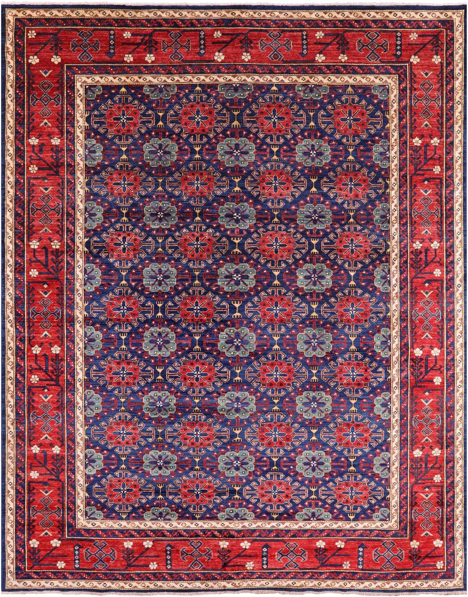 Blue Fine Serapi Hand Knotted Wool Area Rug - 9' 2" X 11' 7" - Golden Nile