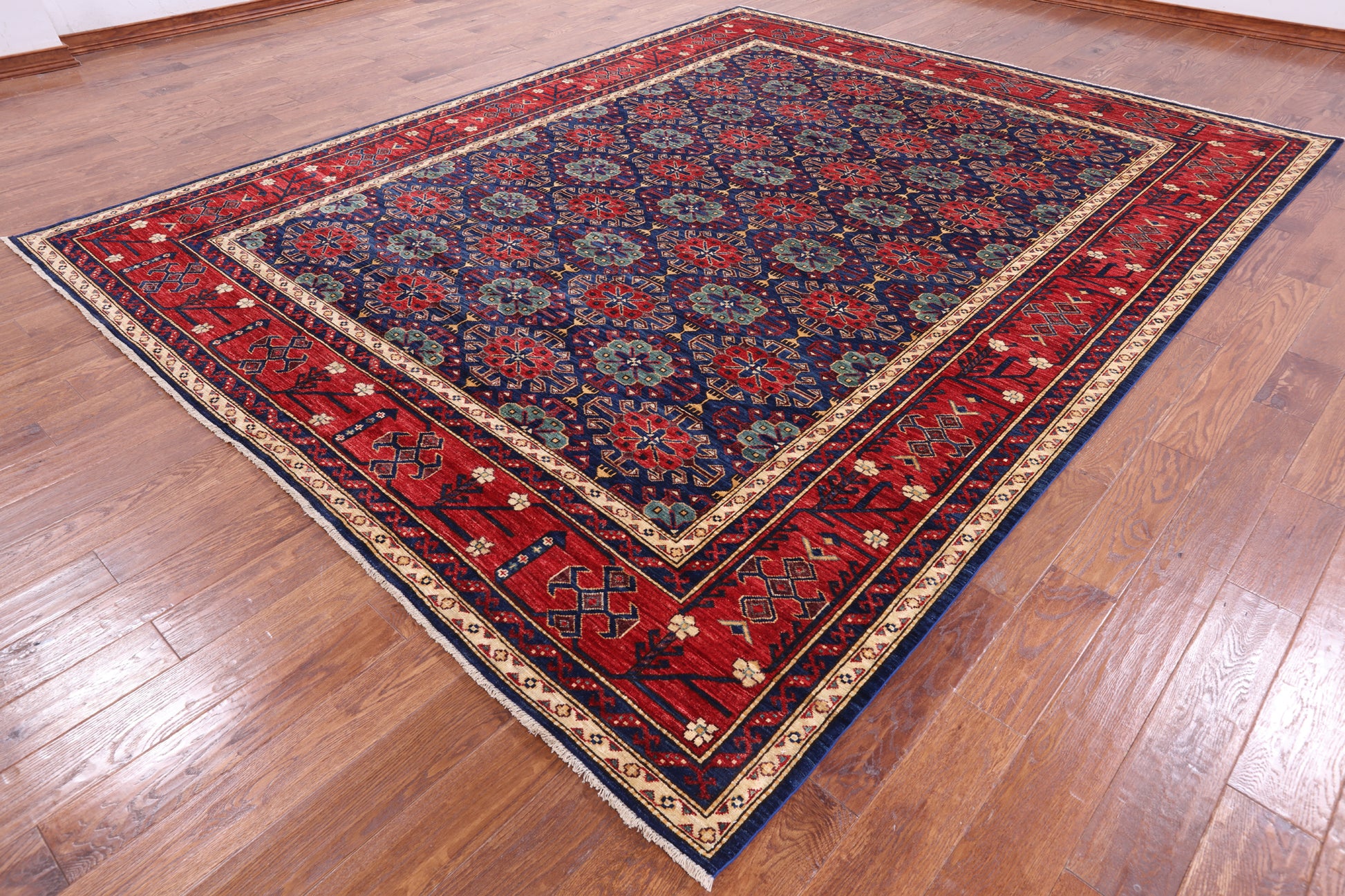 Blue Fine Serapi Hand Knotted Wool Area Rug - 9' 2" X 11' 7" - Golden Nile