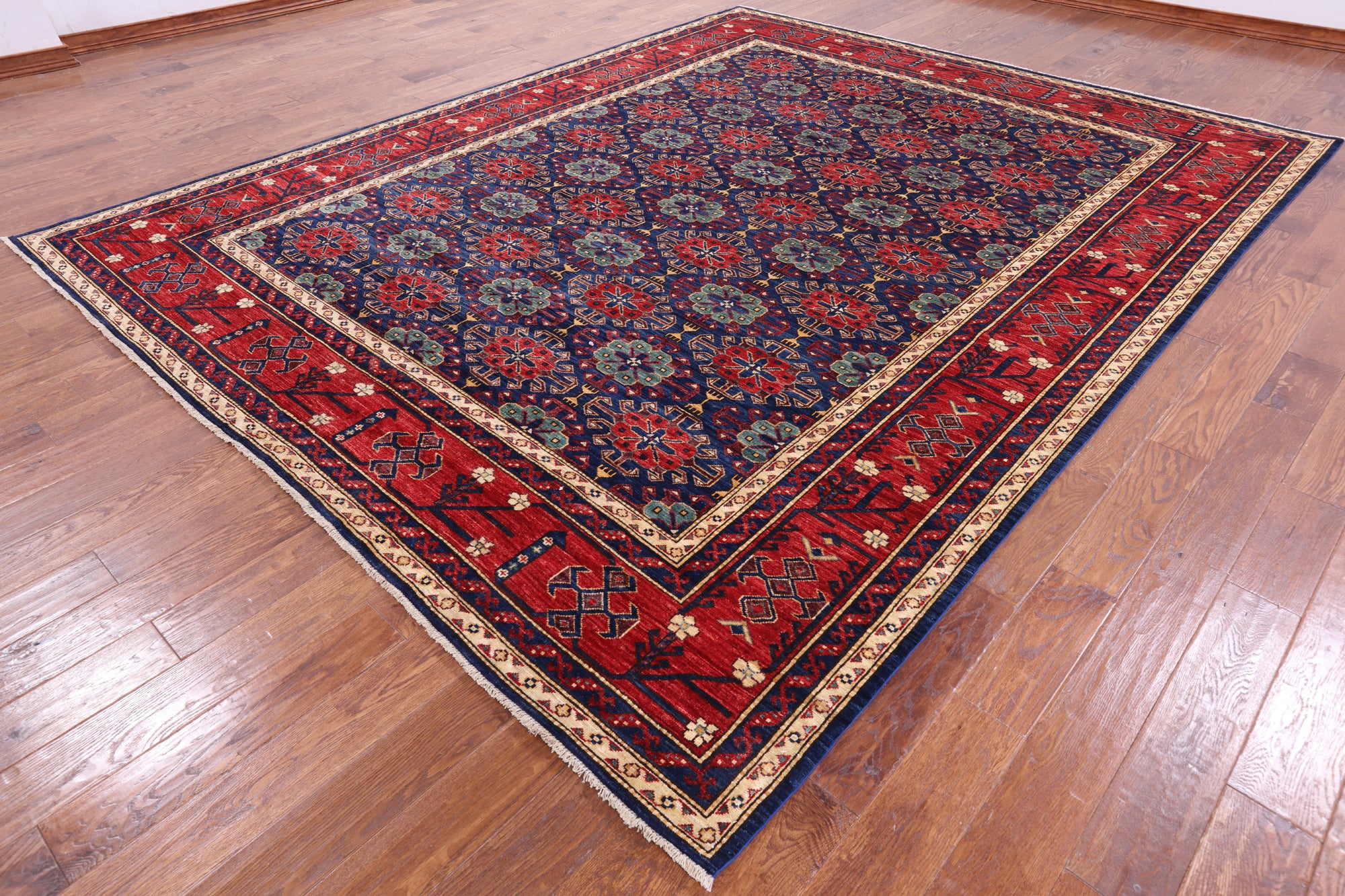 Blue Fine Serapi Hand Knotted Wool Area Rug - 9' 2" X 11' 7" - Golden Nile