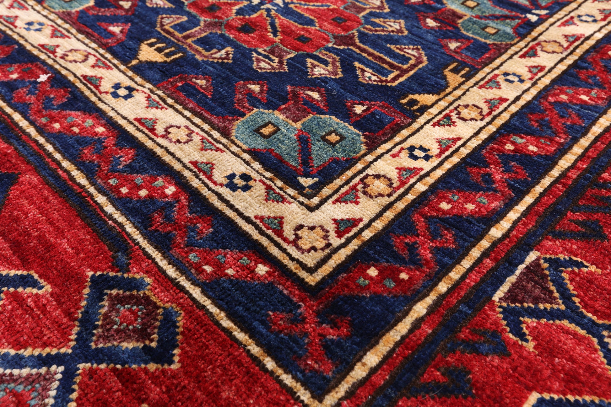 Blue Fine Serapi Hand Knotted Wool Area Rug - 9' 2" X 11' 7" - Golden Nile