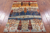 Tribal Gabbeh Hand Knotted Wool Area Rug - 3' 4" X 4' 10" - Golden Nile