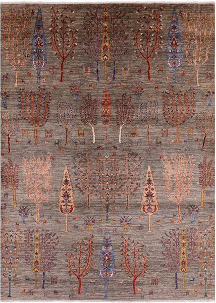 Persian Gabbeh Hand Knotted Wool Area Rug - 6' 7" X 9' 5" - Golden Nile