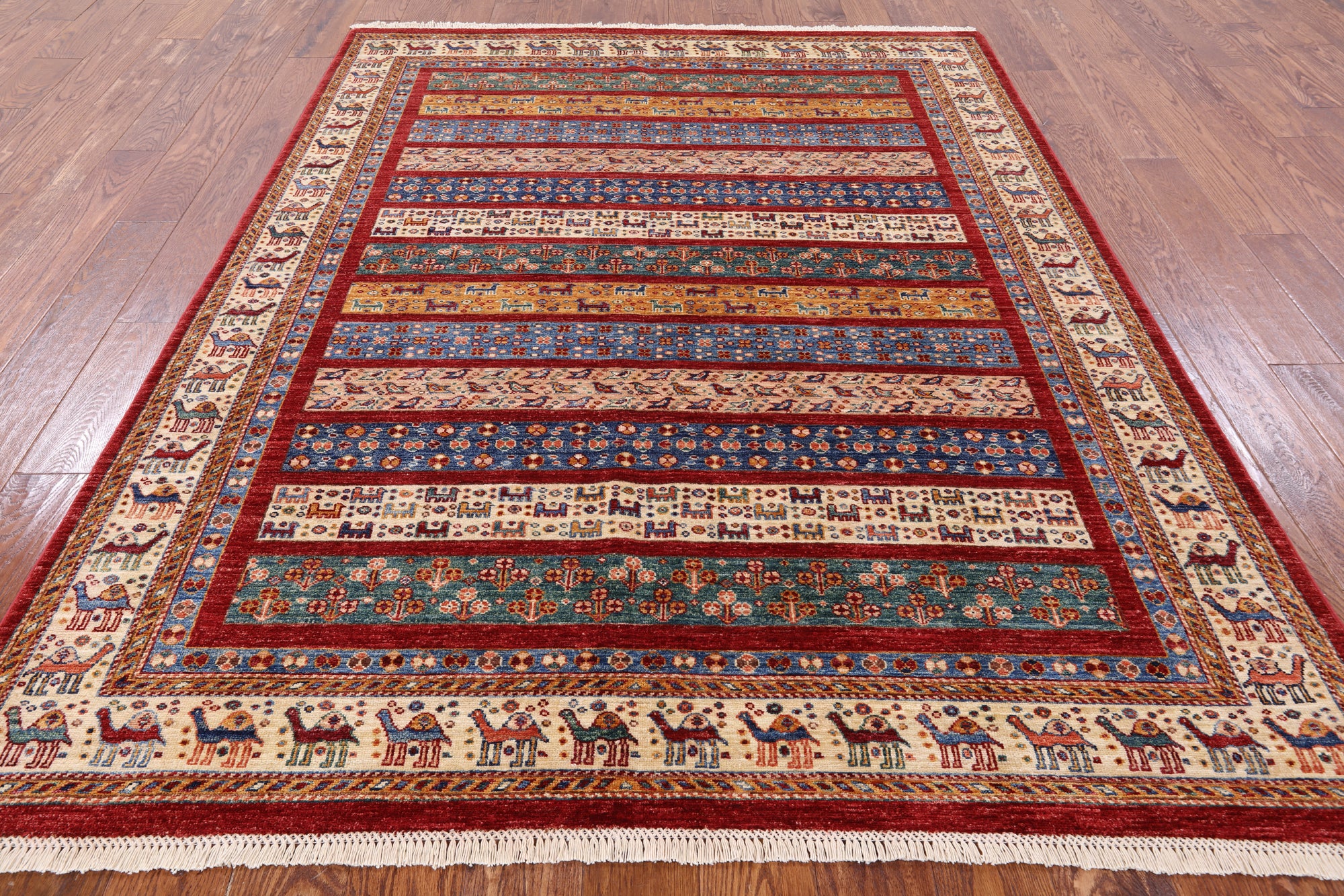 Tribal Persian Gabbeh Hand Knotted Wool Area Rug - 5' 9" X 7' 7" - Golden Nile