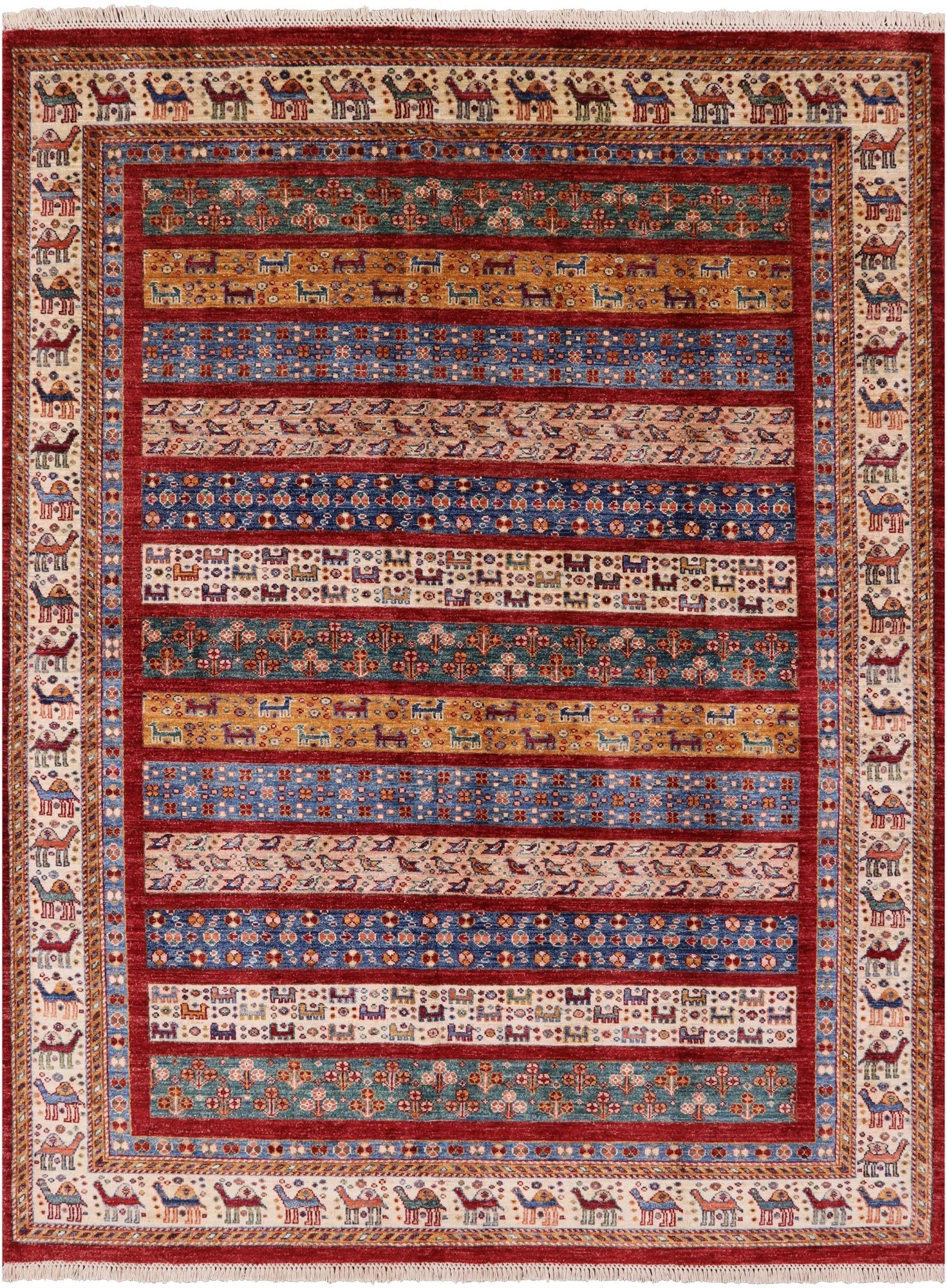 Tribal Persian Gabbeh Hand Knotted Wool Area Rug - 5' 9" X 7' 7" - Golden Nile
