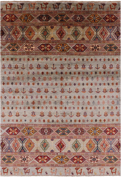 Tribal Persian Gabbeh Hand Knotted Wool Area Rug - 6' 6" X 9' 7" - Golden Nile