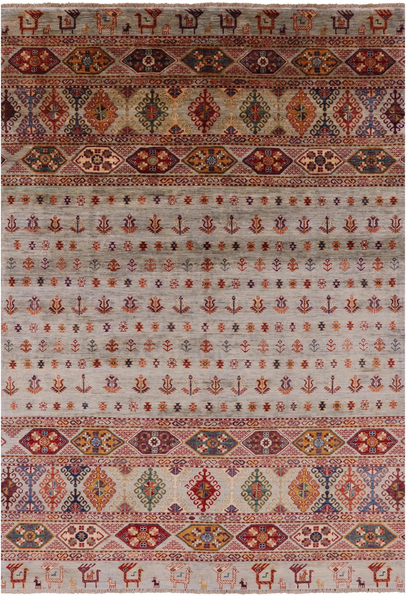 Tribal Persian Gabbeh Hand Knotted Wool Area Rug - 6' 6" X 9' 7" - Golden Nile