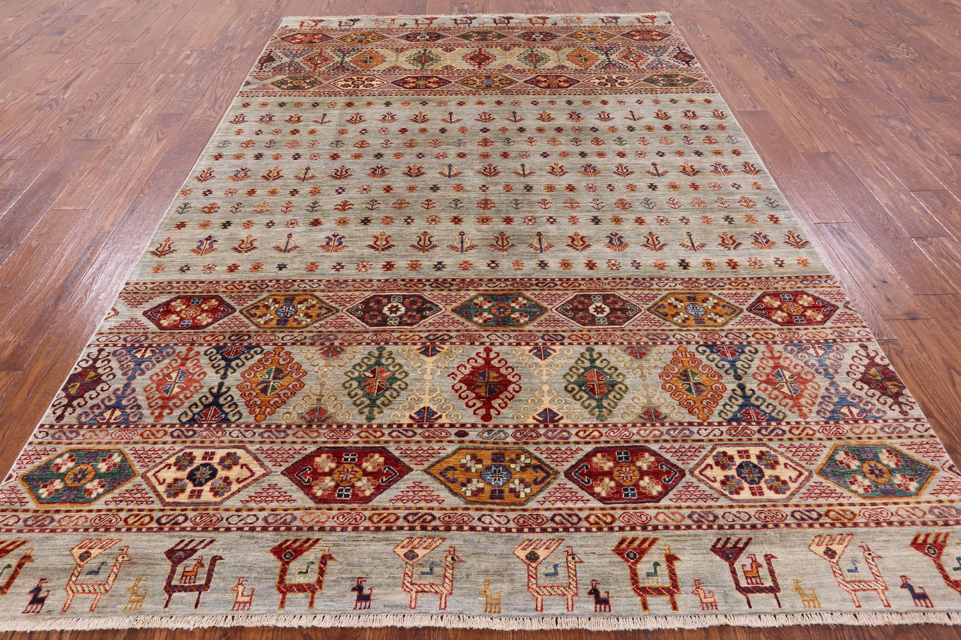 Tribal Persian Gabbeh Hand Knotted Wool Area Rug - 6' 6" X 9' 7" - Golden Nile