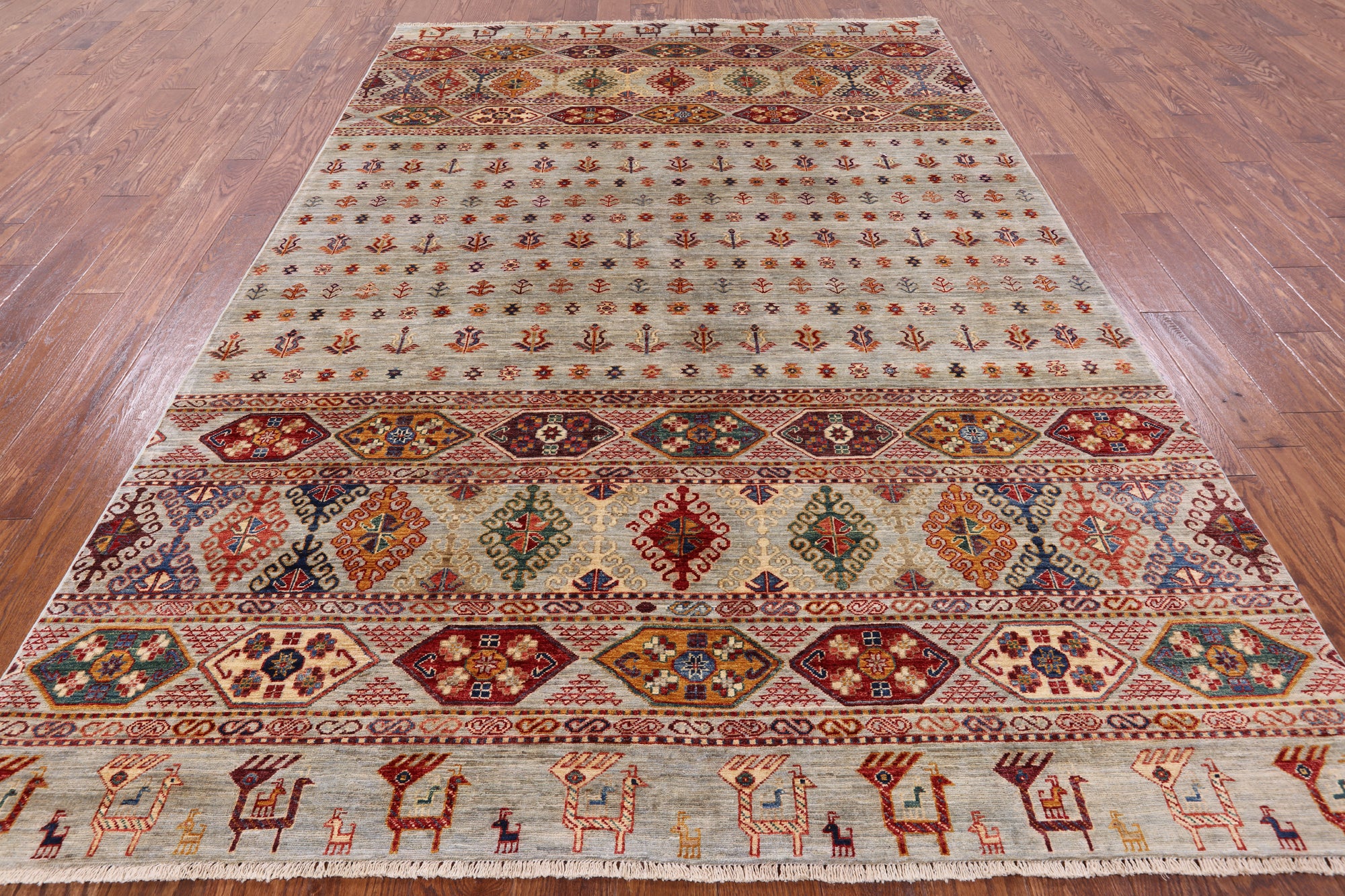 Tribal Persian Gabbeh Hand Knotted Wool Area Rug - 6' 6" X 9' 7" - Golden Nile