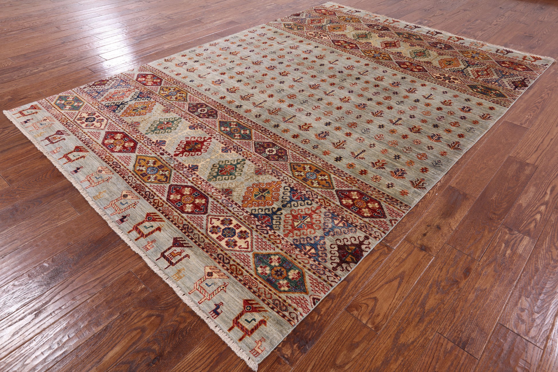 Tribal Persian Gabbeh Hand Knotted Wool Area Rug - 6' 6" X 9' 7" - Golden Nile