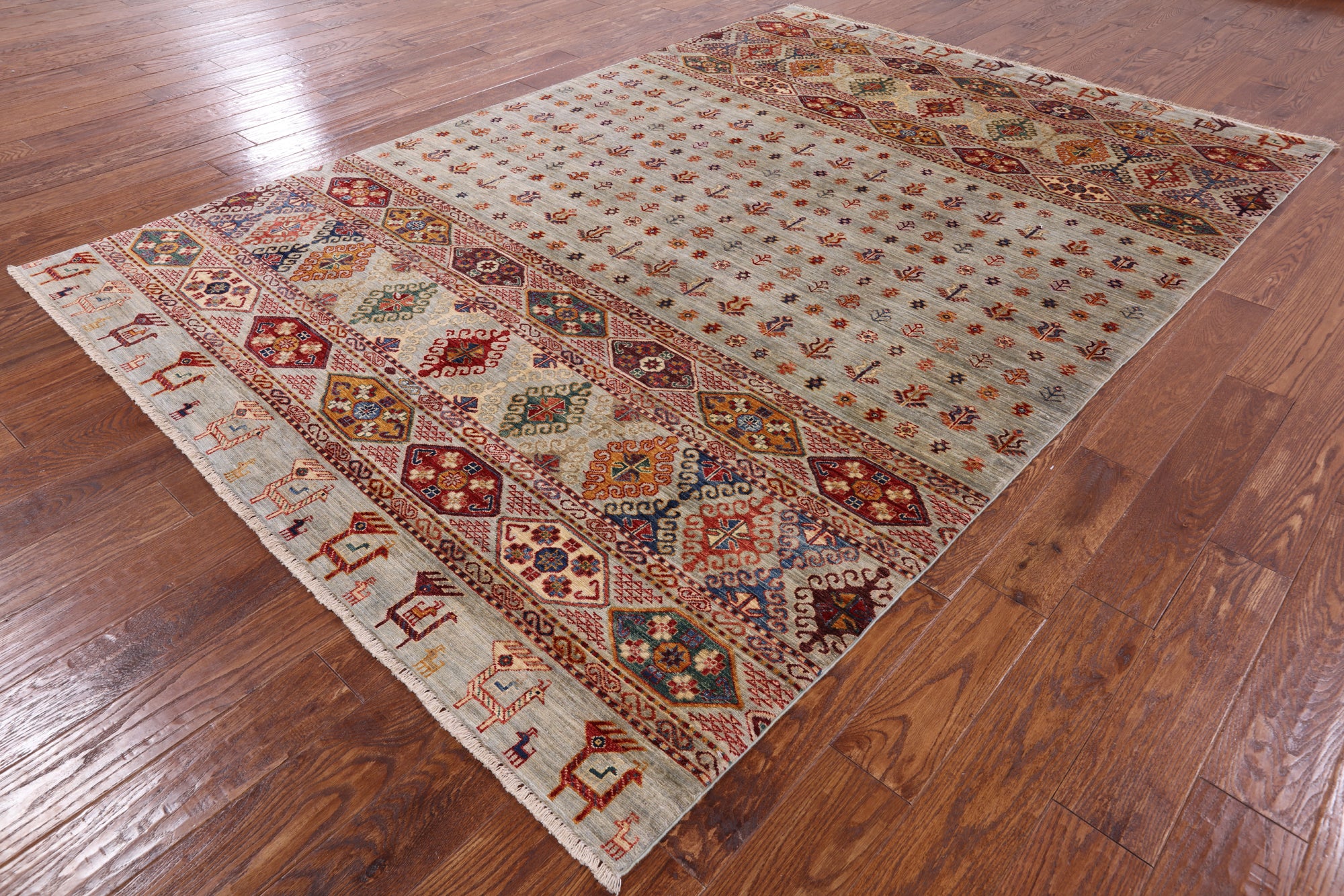 Tribal Persian Gabbeh Hand Knotted Wool Area Rug - 6' 6" X 9' 7" - Golden Nile